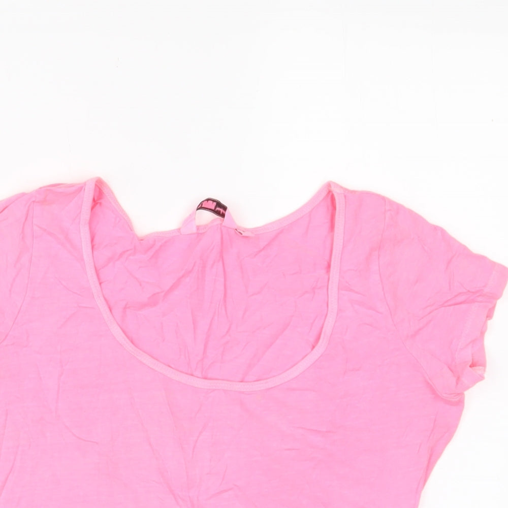Womens UK Size 6 New Look Pink Cropped T-Shirt