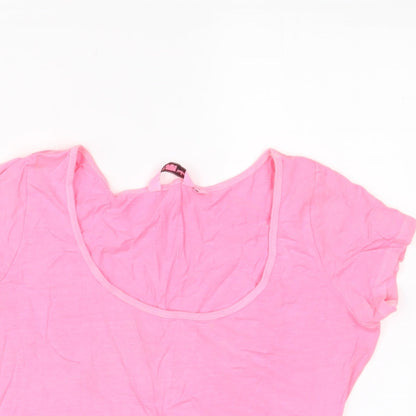 Womens UK Size 6 New Look Pink Cropped T-Shirt