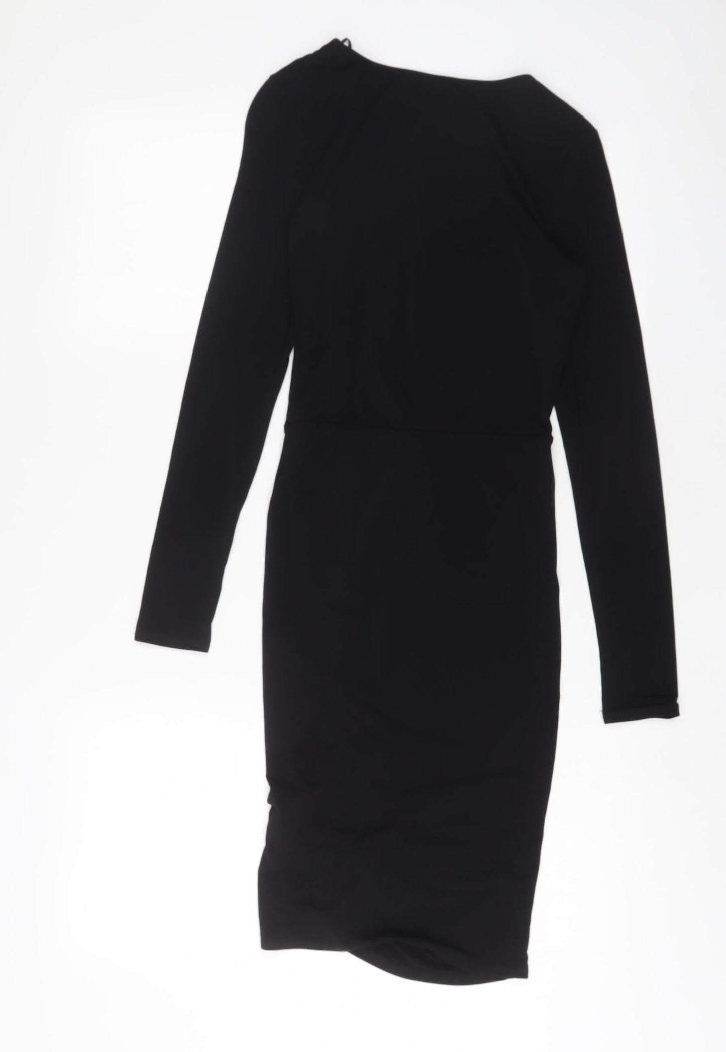 New Look Womens Black Polyester Bodycon Size 8 V-Neck Pullover