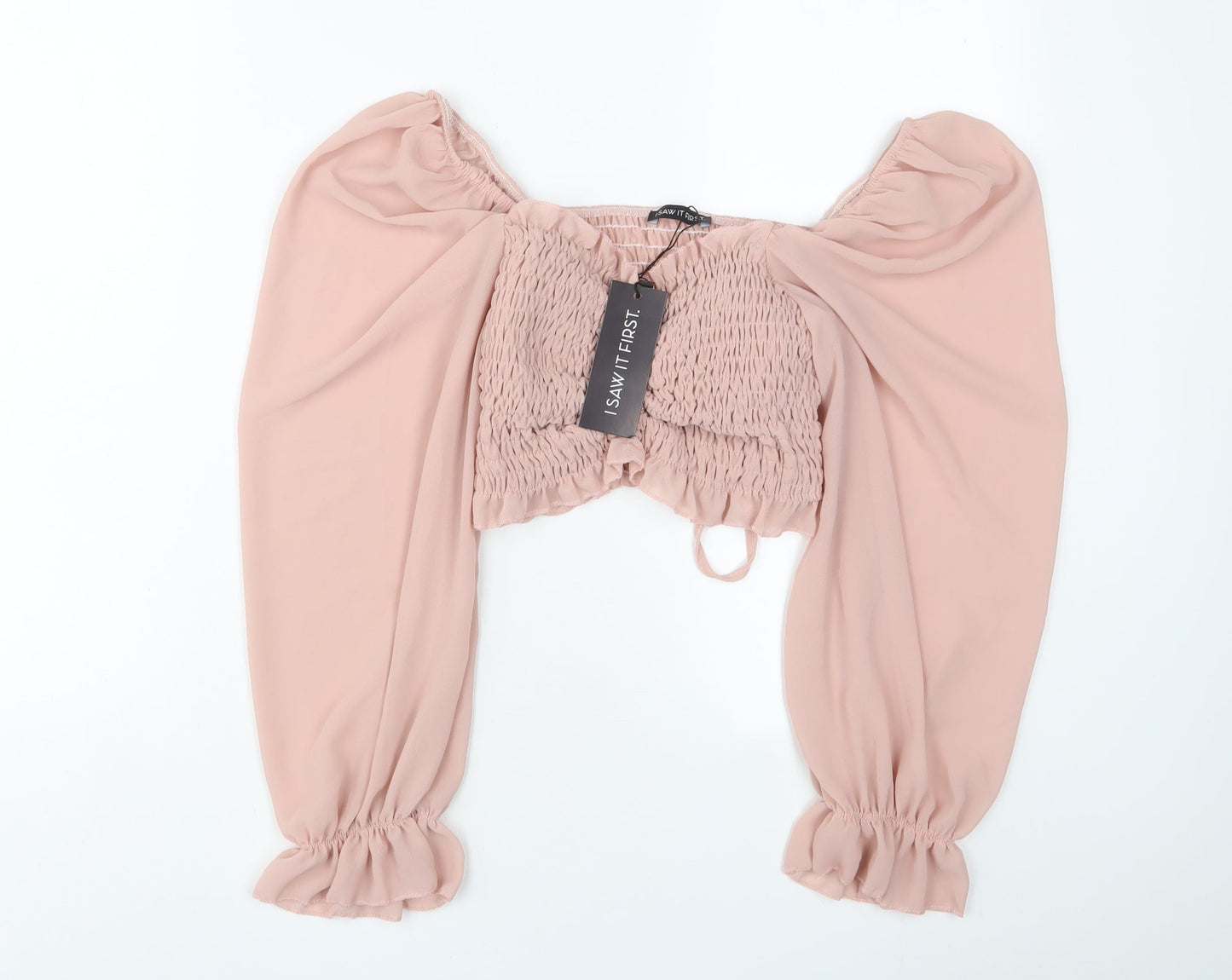 I SAW IT FIRST Womens Pink Polyester Basic Blouse Size 8 Square Neck