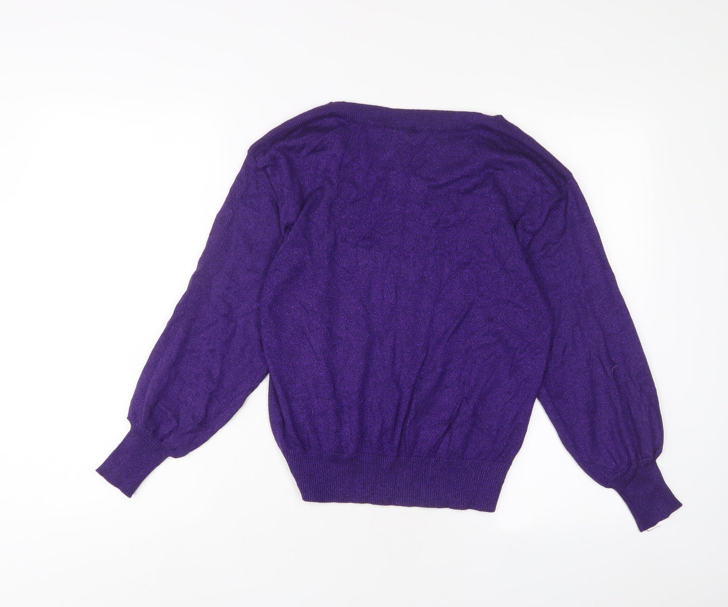 iCHIPP Womens Purple Boat Neck Viscose Pullover Jumper Size XS