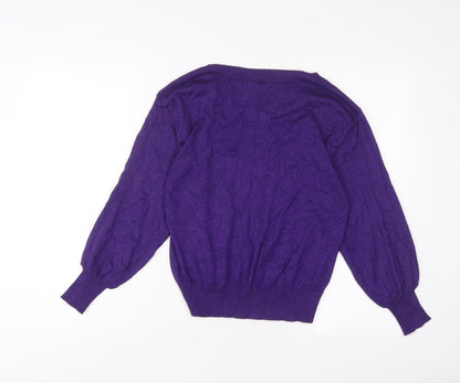 iCHIPP Womens Purple Boat Neck Viscose Pullover Jumper Size XS