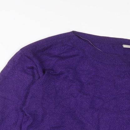 iCHIPP Womens Purple Boat Neck Viscose Pullover Jumper Size XS