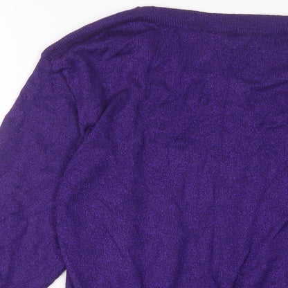 iCHIPP Womens Purple Boat Neck Viscose Pullover Jumper Size XS
