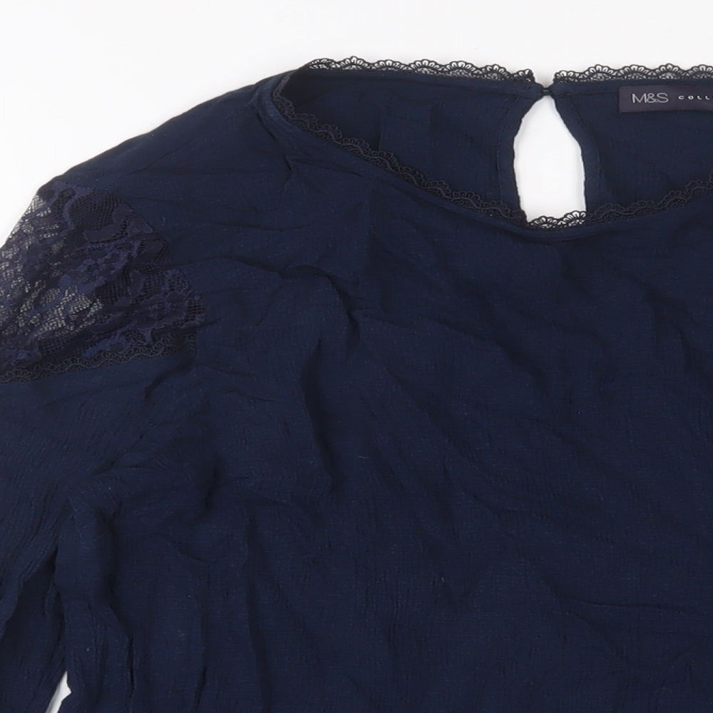 Womens UK Size 16 Marks and Spencer Blue Basic Blouse