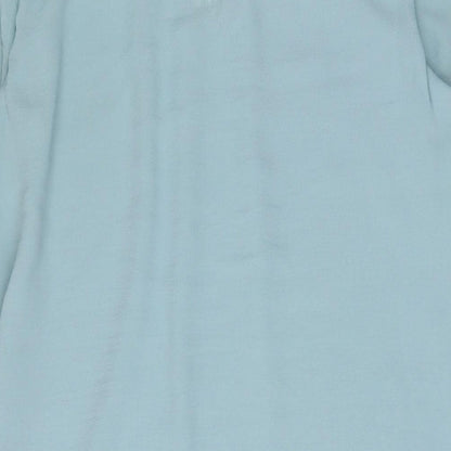 H&M Womens Blue Polyester Sheath Size 12 Boat Neck Zip - Pleated