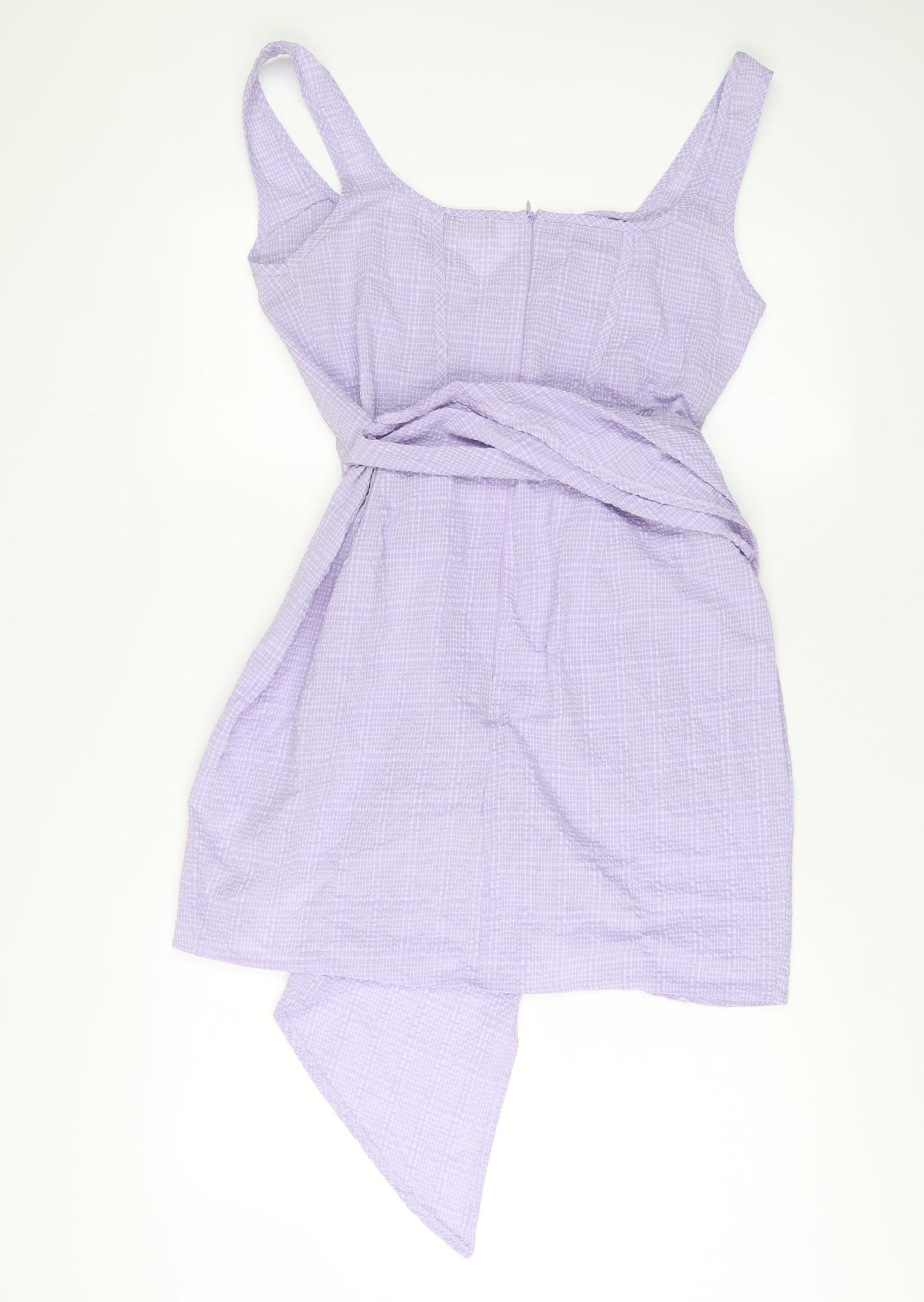 PRETTYLITTLETHING Womens Purple Polyester A-Line Size 14 V-Neck Zip