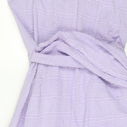 PRETTYLITTLETHING Womens Purple Polyester A-Line Size 14 V-Neck Zip