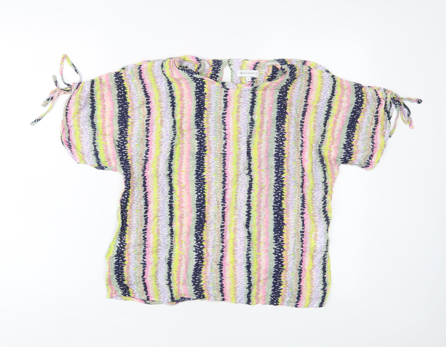 Womens UK Size 10 Warehouse Multicoloured Basic T-Shirt