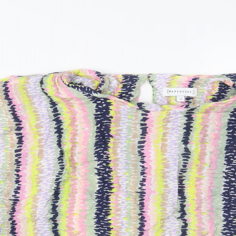 Womens UK Size 10 Warehouse Multicoloured Basic T-Shirt