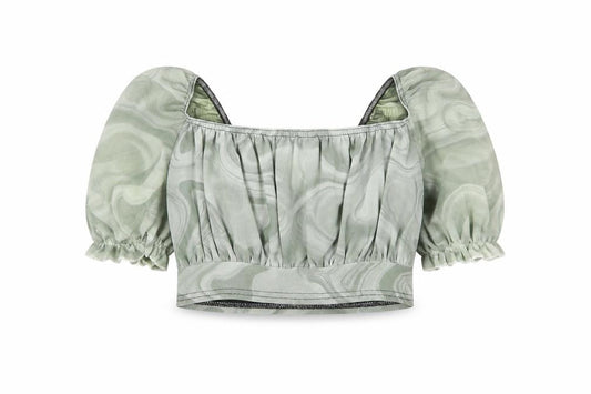 Womens UK Size 10 I SAW IT FIRST Green Cropped Blouse