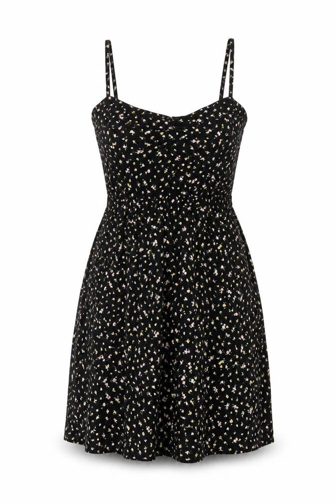 H&M Womens Black Floral Viscose A-Line Size 6 V-Neck Pullover