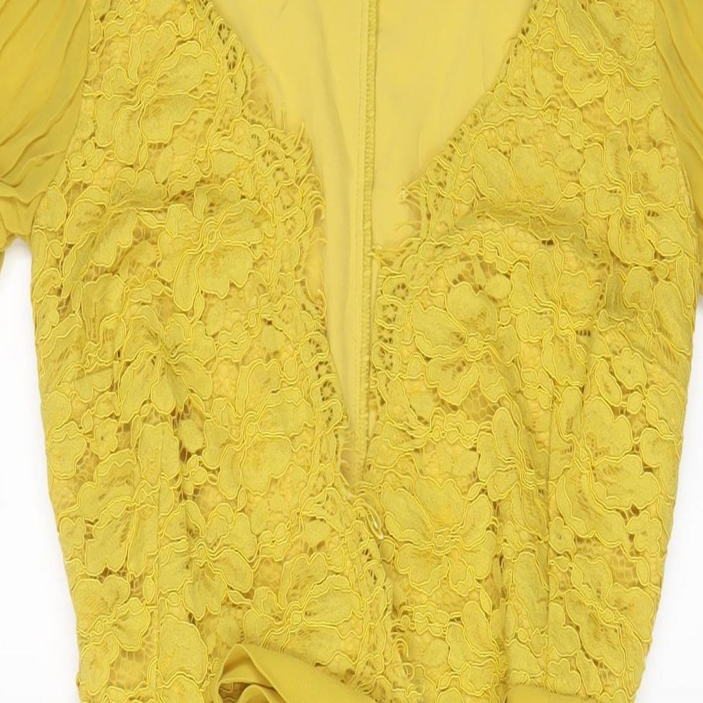 Little Miss Womens Yellow Polyester A-Line Size 6 V-Neck Tie