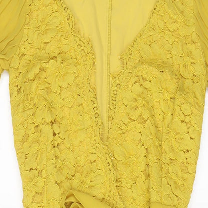 Little Miss Womens Yellow Polyester A-Line Size 6 V-Neck Tie