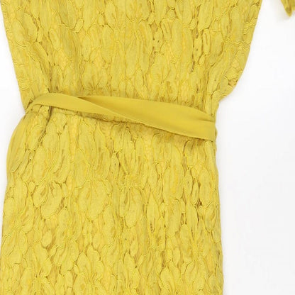 Little Miss Womens Yellow Polyester A-Line Size 6 V-Neck Tie