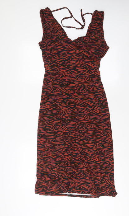 Bravissimo Womens Brown Animal Print Polyester A-Line Size 14 V-Neck Pullover