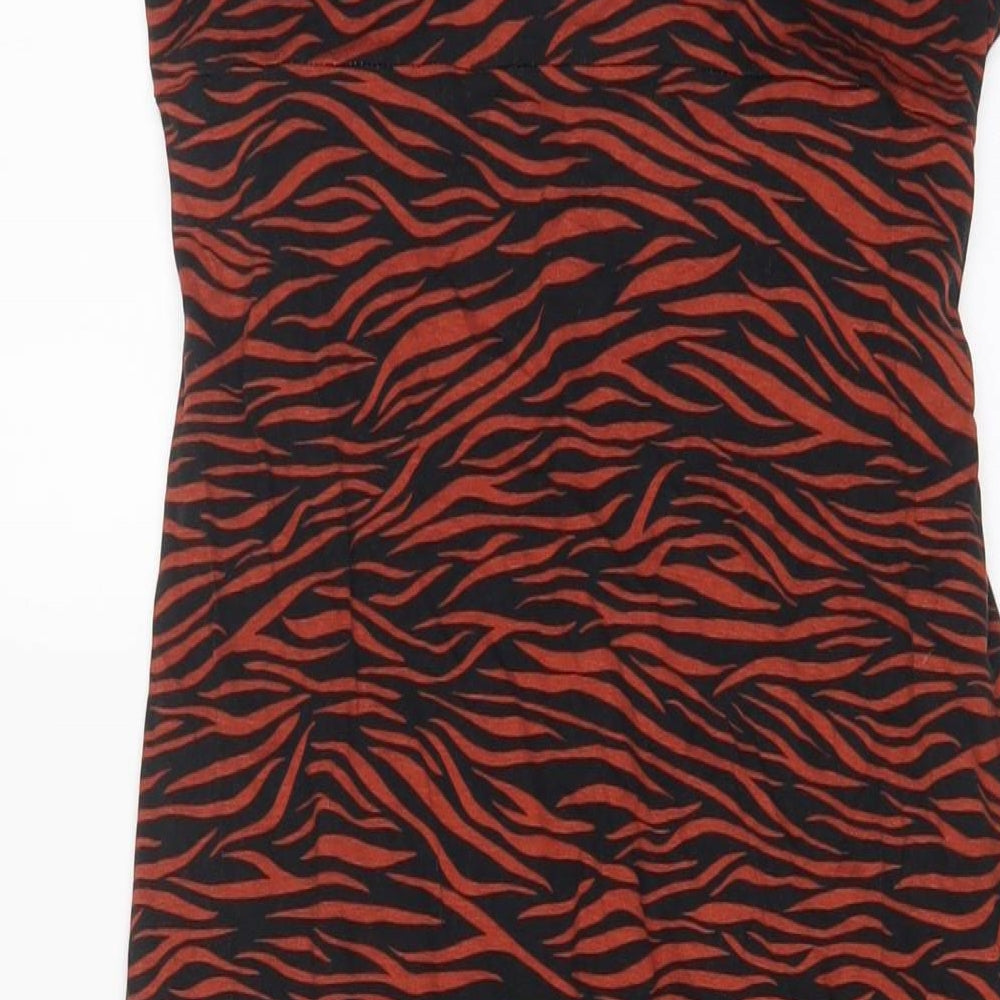 Bravissimo Womens Brown Animal Print Polyester A-Line Size 14 V-Neck Pullover