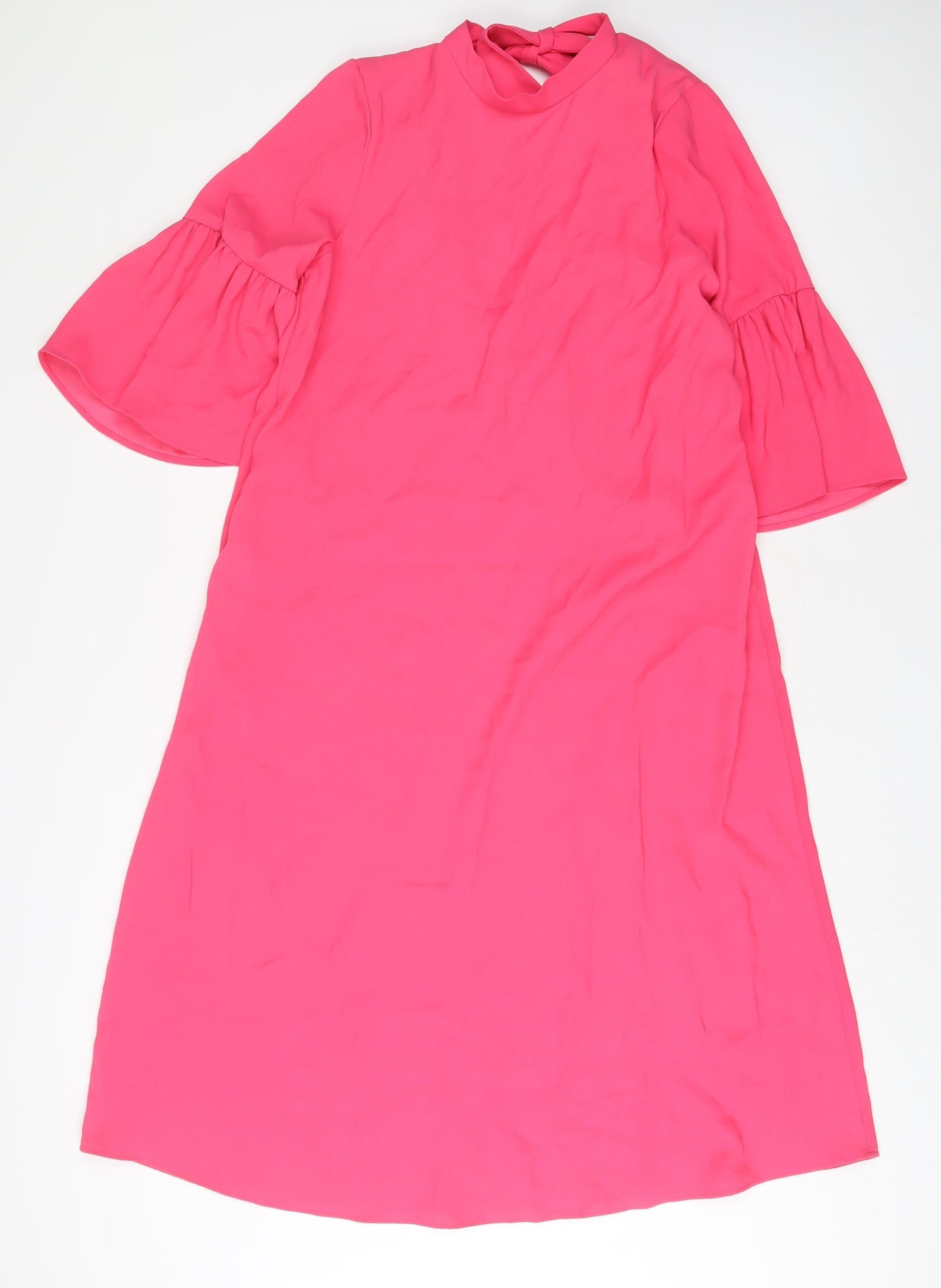 Marks and Spencer Womens Pink Polyester A-Line Size 12 Crew Neck Tie