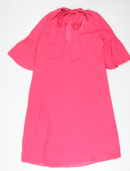 Marks and Spencer Womens Pink Polyester A-Line Size 12 Crew Neck Tie