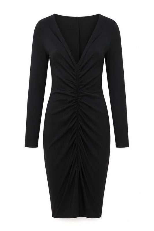 Boohoo Womens Black Polyester Bodycon Size 8 V-Neck Pullover