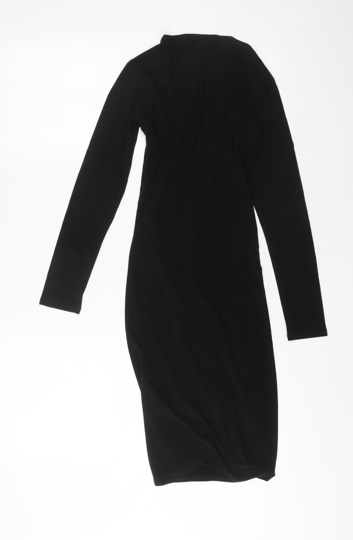 Boohoo Womens Black Polyester Bodycon Size 8 V-Neck Pullover