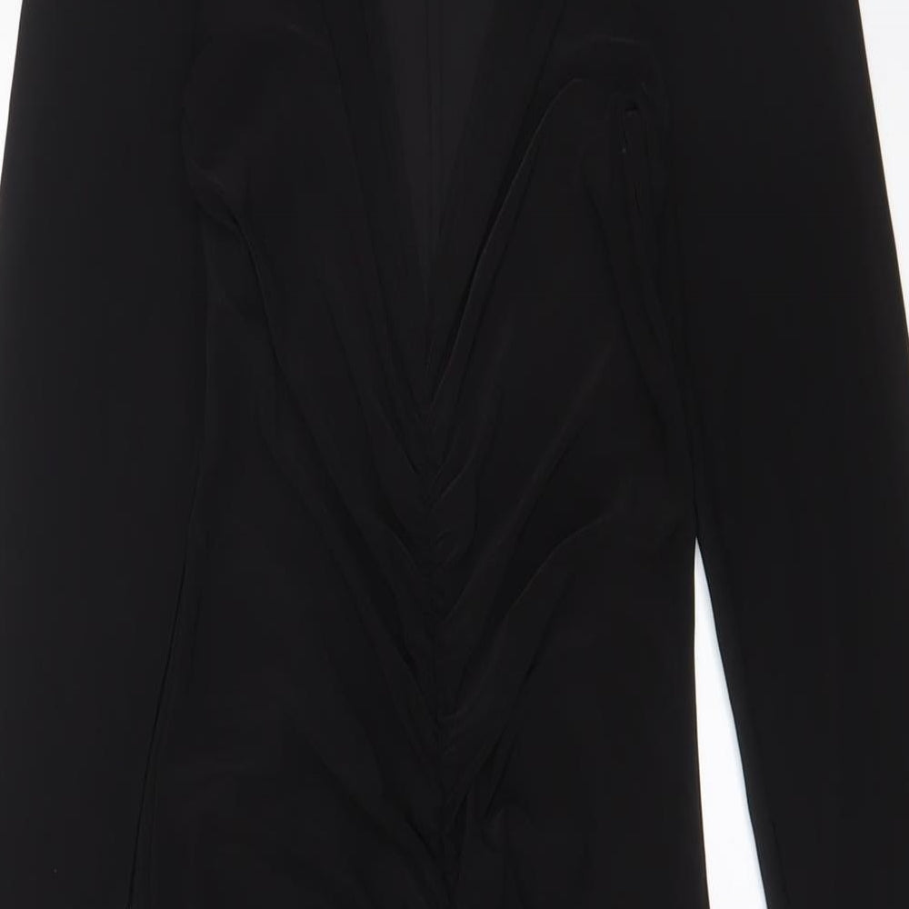 Boohoo Womens Black Polyester Bodycon Size 8 V-Neck Pullover