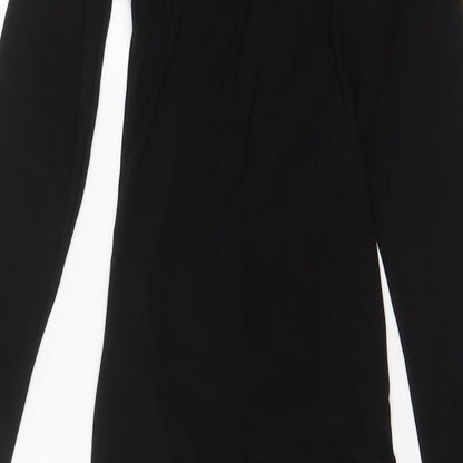 Boohoo Womens Black Polyester Bodycon Size 8 V-Neck Pullover