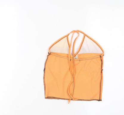 PRETTYLITTLETHING Womens Orange Polyester Cropped Tank Size 8 Halter