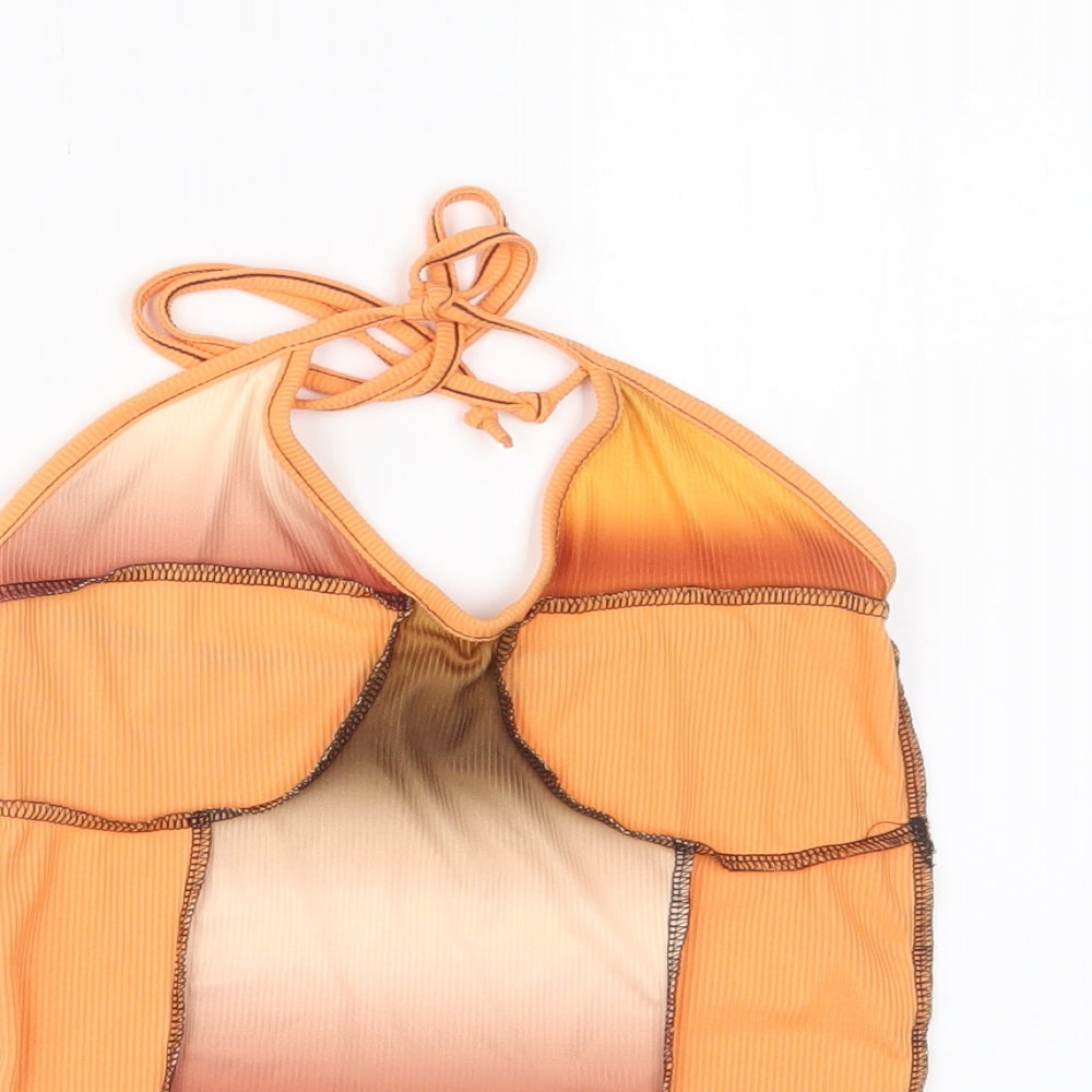 PRETTYLITTLETHING Womens Orange Polyester Cropped Tank Size 8 Halter