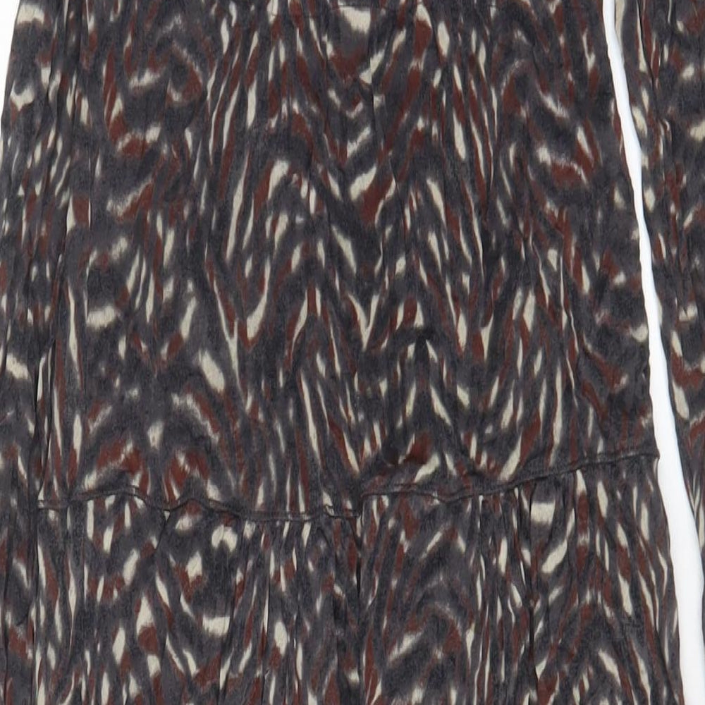 Sandwich Womens Brown Geometric Viscose A-Line Size S Boat Neck Pullover