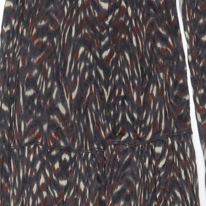 Sandwich Womens Brown Geometric Viscose A-Line Size S Boat Neck Pullover