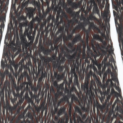 Sandwich Womens Brown Geometric Viscose A-Line Size S Boat Neck Pullover