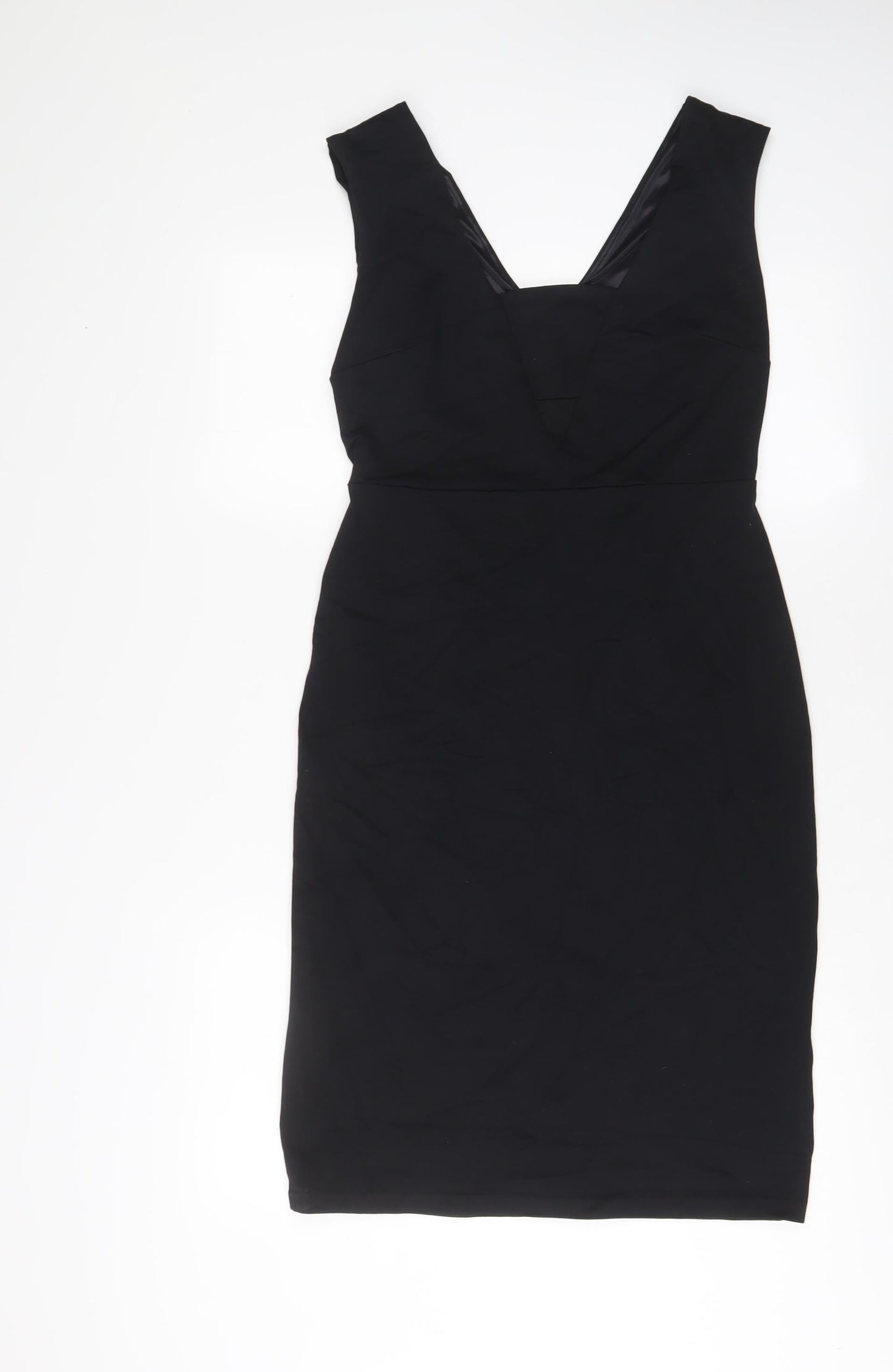 Cynthia Rowley Womens Black Polyester Sheath Size S V-Neck Zip