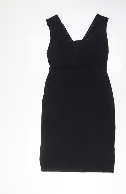 Cynthia Rowley Womens Black Polyester Sheath Size S V-Neck Zip