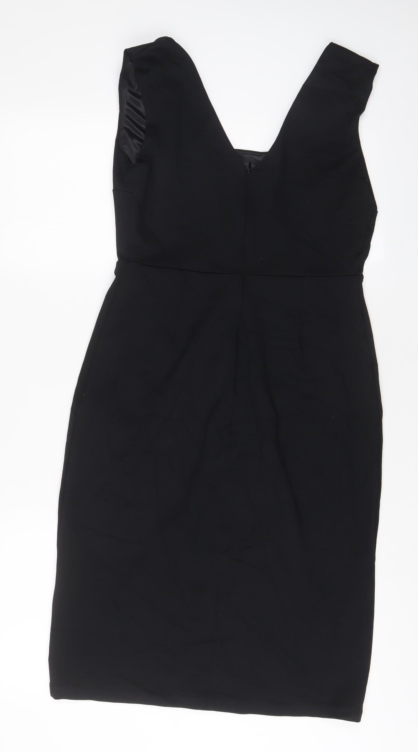 Cynthia Rowley Womens Black Polyester Sheath Size S V-Neck Zip