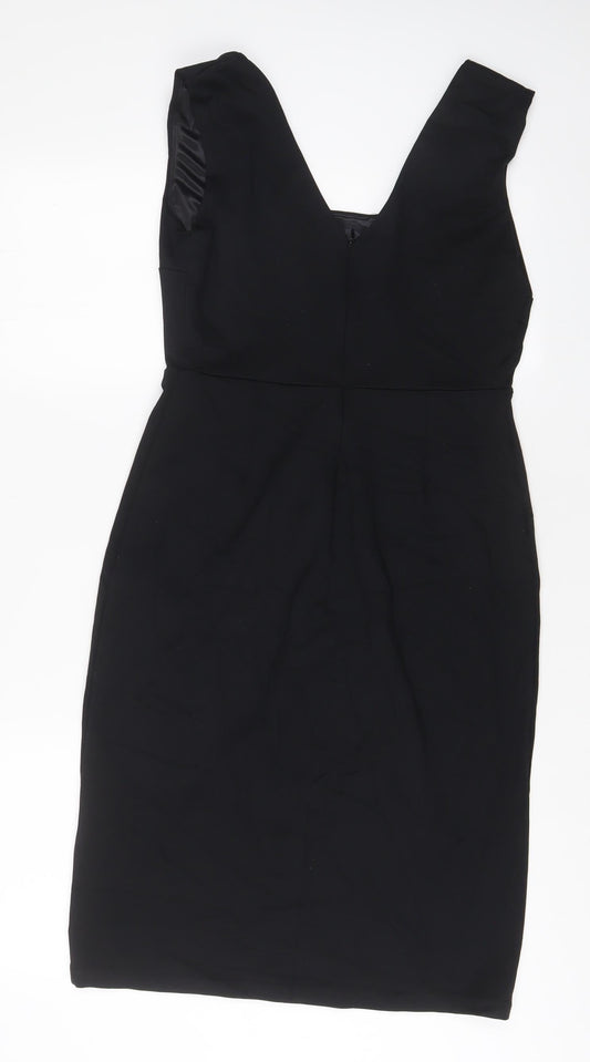 Cynthia Rowley Womens Black Polyester Sheath Size S V-Neck Zip
