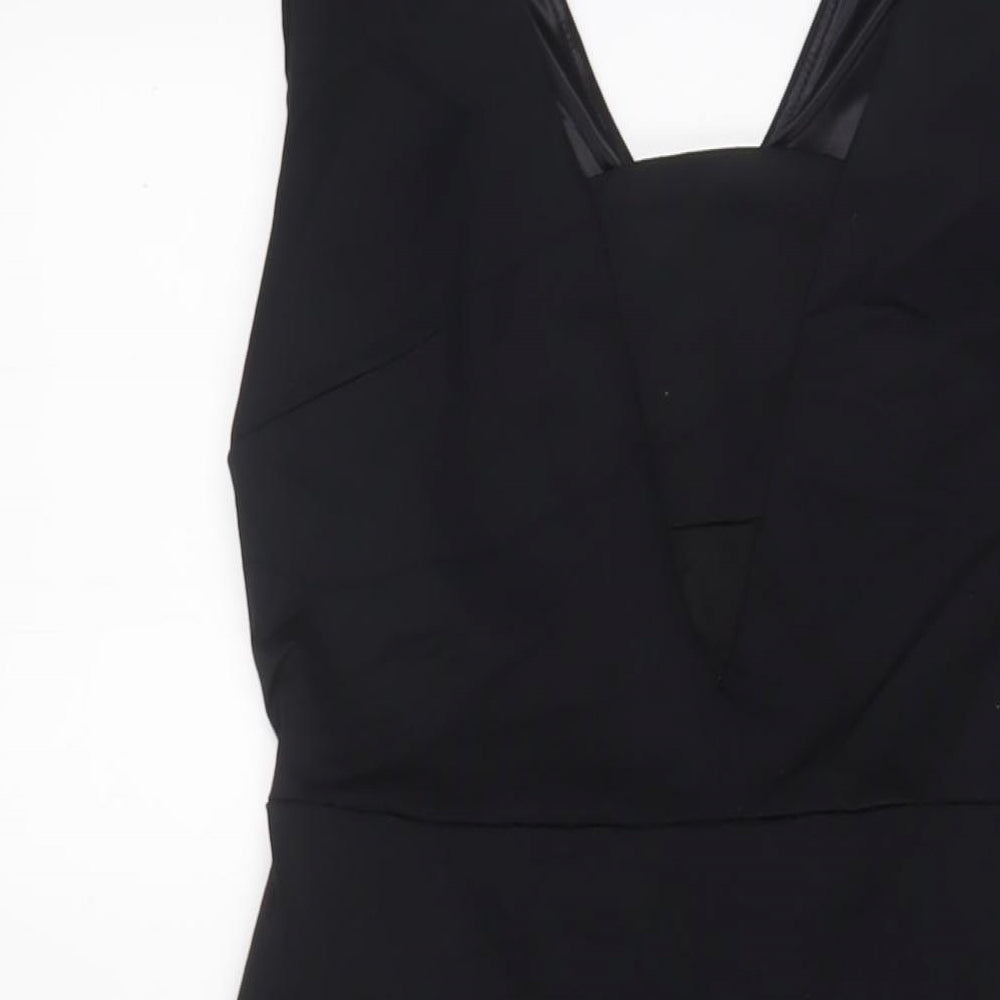 Cynthia Rowley Womens Black Polyester Sheath Size S V-Neck Zip