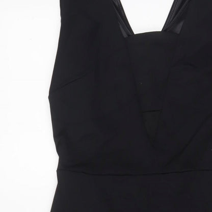 Cynthia Rowley Womens Black Polyester Sheath Size S V-Neck Zip