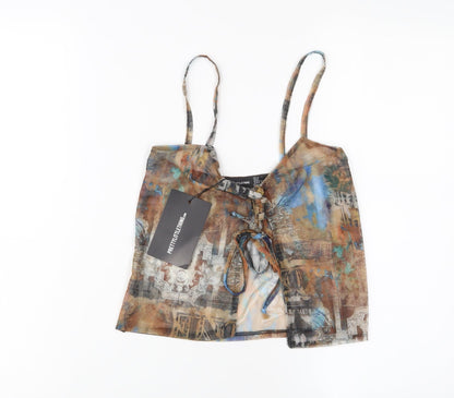 Womens UK Size 10 PRETTYLITTLETHING Gold Cropped Tank