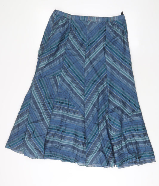 Marks and Spencer Womens Blue Cotton A-Line Skirt Size 16 Zip