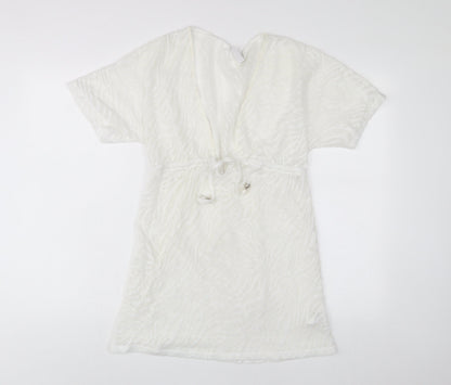 NEXT Womens White Polyester A-Line Size 8 V-Neck Pullover