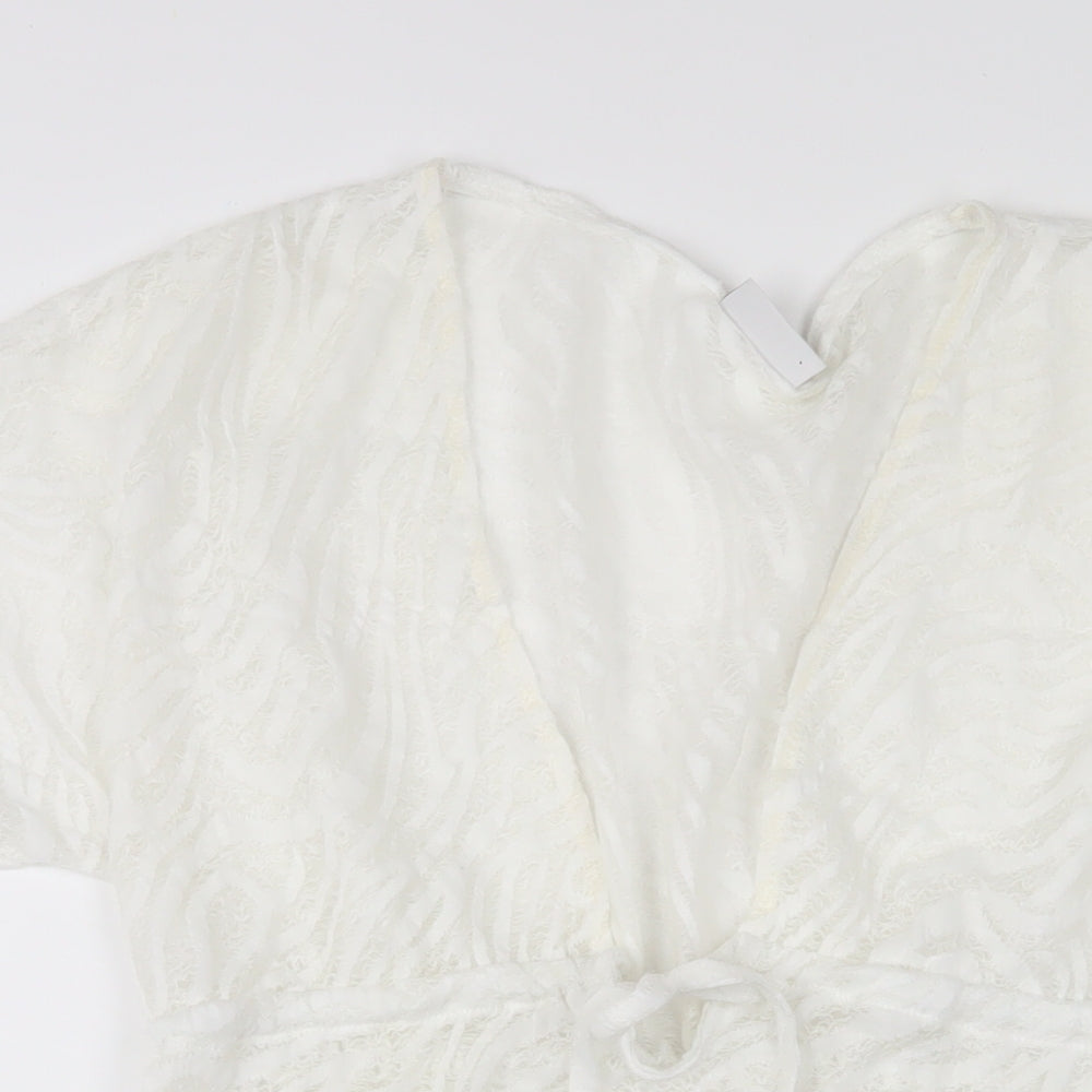 NEXT Womens White Polyester A-Line Size 8 V-Neck Pullover