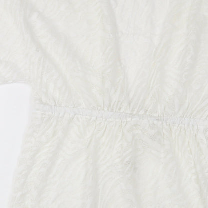 NEXT Womens White Polyester A-Line Size 8 V-Neck Pullover