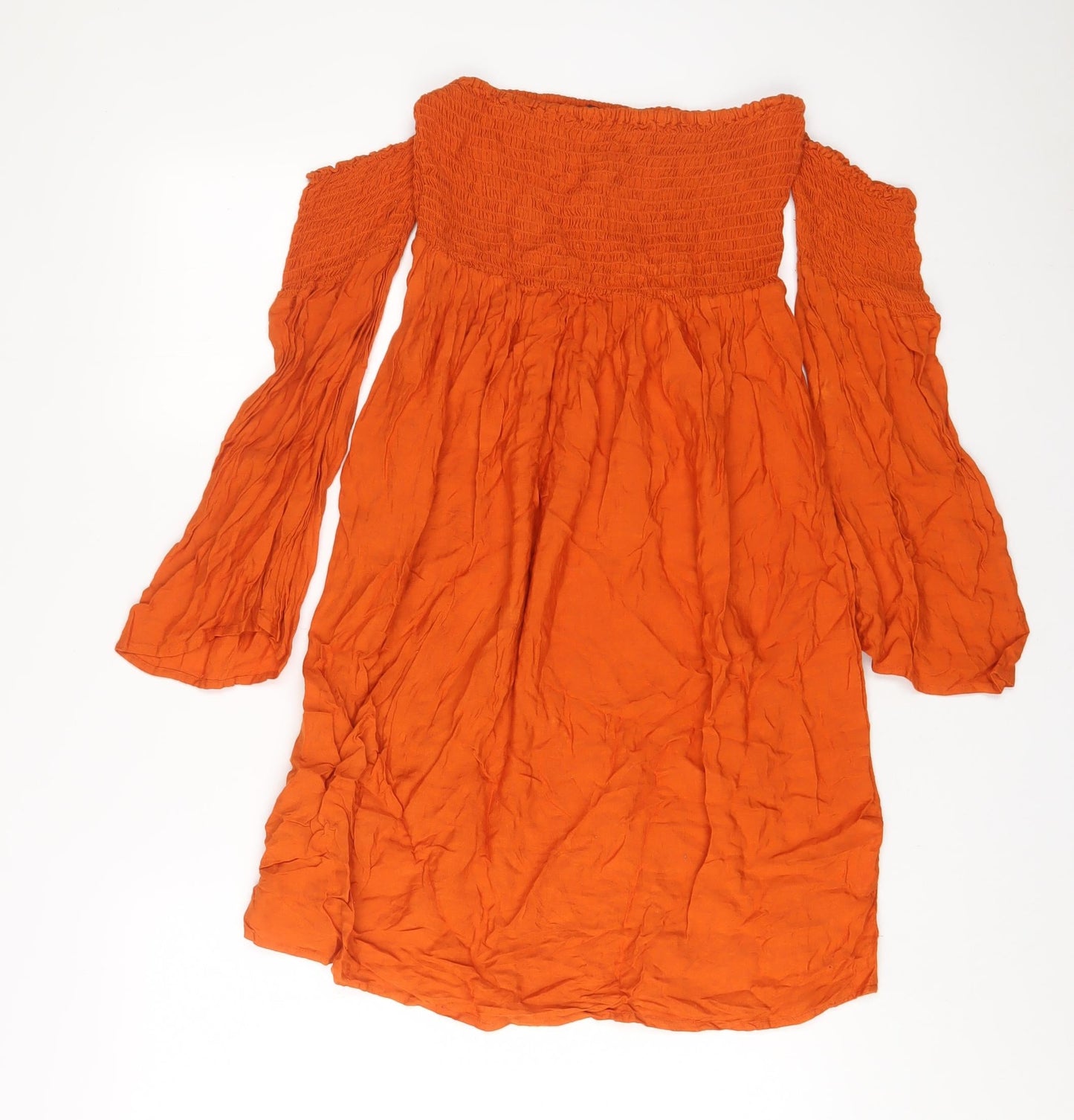 Boohoo Womens Brown Viscose A-Line Size 10 Off the Shoulder Pullover