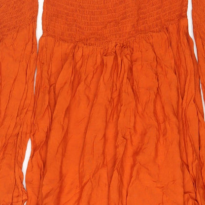 Boohoo Womens Brown Viscose A-Line Size 10 Off the Shoulder Pullover