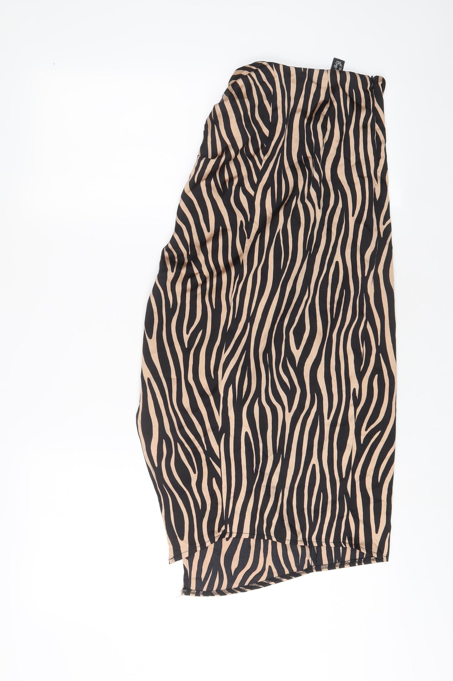 New Look Womens Brown Animal Print Polyester A-Line Skirt Size 8 Zip