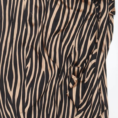 New Look Womens Brown Animal Print Polyester A-Line Skirt Size 8 Zip