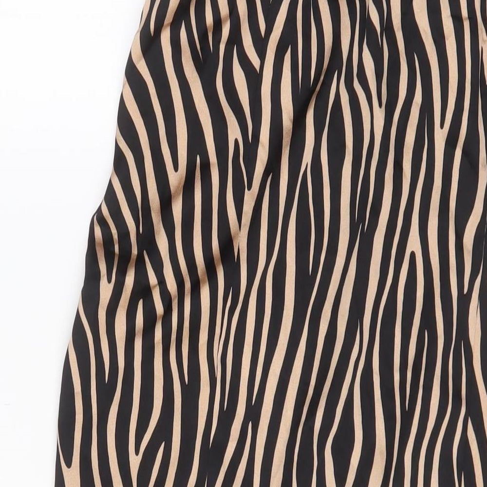 New Look Womens Brown Animal Print Polyester A-Line Skirt Size 8 Zip