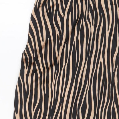 New Look Womens Brown Animal Print Polyester A-Line Skirt Size 8 Zip