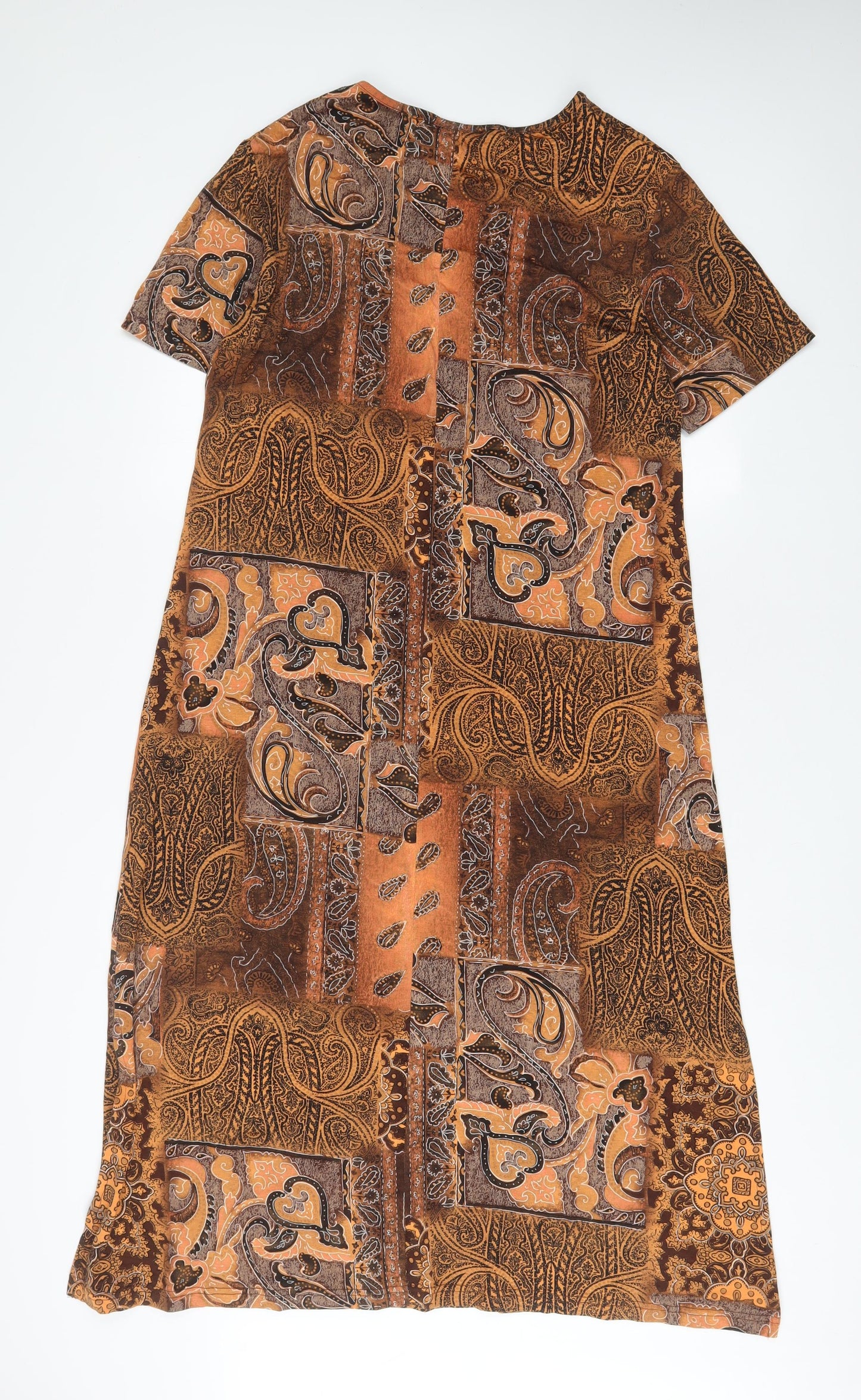 Nightingales Womens Brown Fair Isle Viscose A-Line Size M V-Neck Pullover
